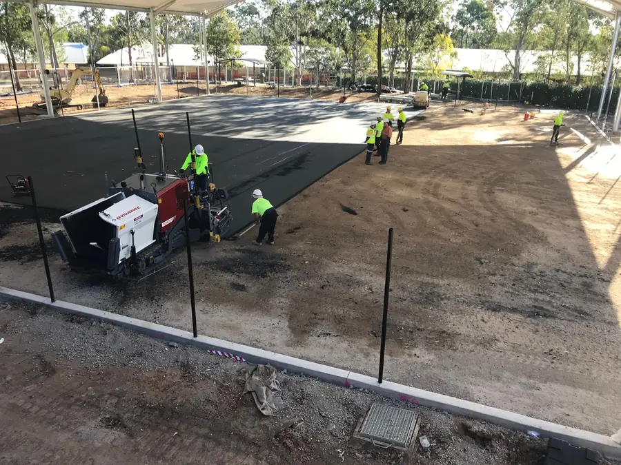 Multipurpose sports courts under construction at Cherrybrook Technology High School